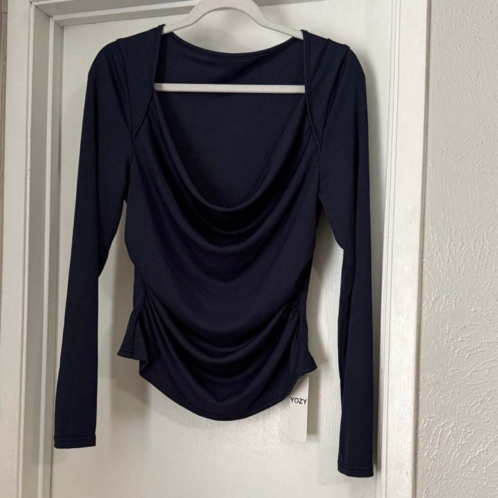 YOZY Ribbed Cowl Neck Long Sleeve Top Size XL